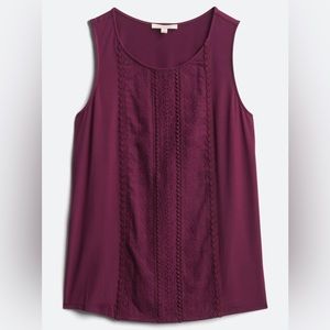 Skies Are Blue Airika Woven Lace Front Knit Tank Top, S